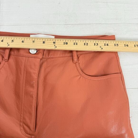 Aritzia Wilfred Melina Vegan Faux Leather Pants Size 10 Orange Straight Leg Fall - Picture 11 of 15